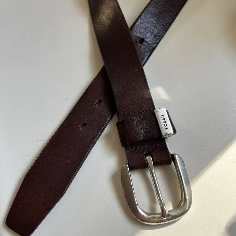 Fossil Brown Leather Belt Size XL BT2191200